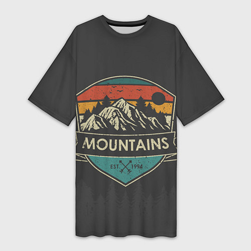 Женская длинная футболка Горы Mountains / 3D-принт – фото 1