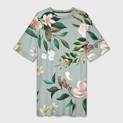 Женская длинная футболка Цветы Цветочный Букет
