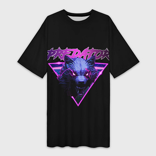 Женская длинная футболка PREDATOR ХИЩНИК ВОЛК / 3D-принт – фото 1