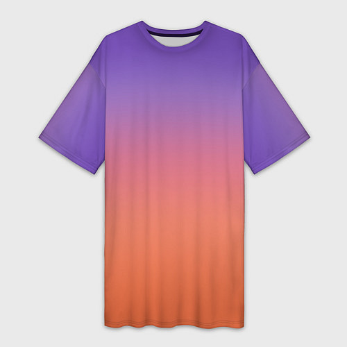 Женская длинная футболка Трендовый красно-фиолетовый градиент / 3D-принт – фото 1