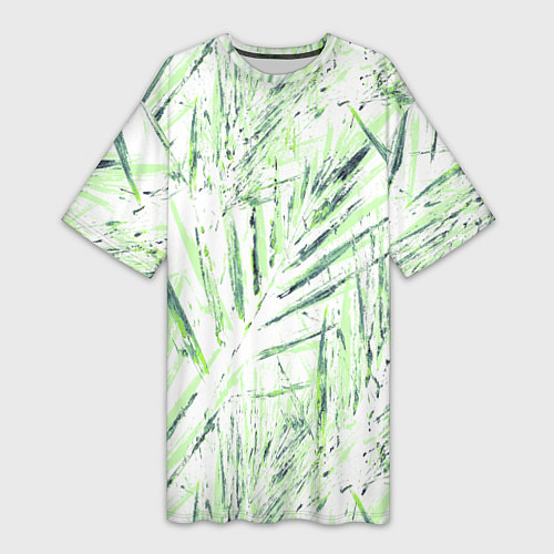Женская длинная футболка Листья Пальмы Нарисованные Маслом / 3D-принт – фото 1