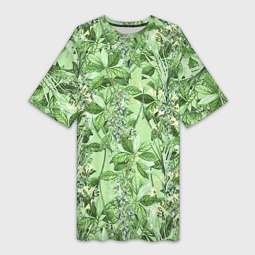 Женская длинная футболка Цветы Синеголовники / 3D-принт – фото 1