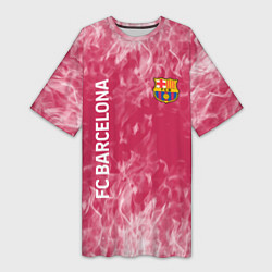 Женская длинная футболка Barcelona Пламя