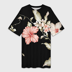 Женская длинная футболка Летняя ночь Floral composition