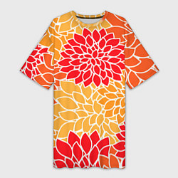 Женская длинная футболка Летний цветочный паттерн