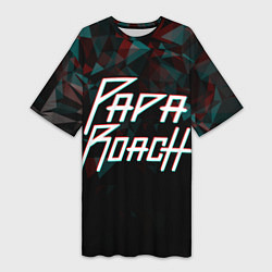 Женская длинная футболка Papa roach Glitch Big Logo