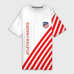 Футболка женская длинная Atletico madrid красные полосы, цвет: 3D-принт