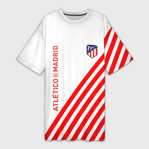 Женская длинная футболка Atletico madrid красные полосы / 3D-принт – фото 1