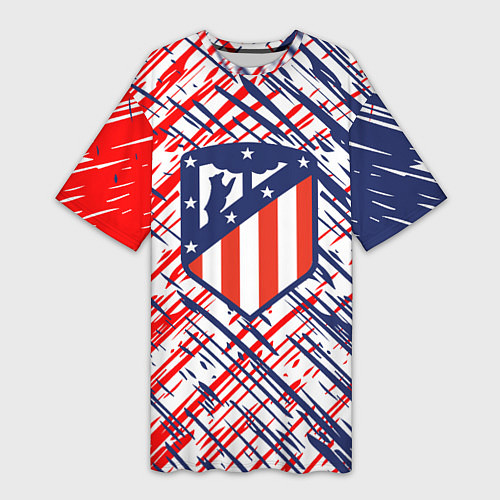 Женская длинная футболка Атлетико мадрид краска / 3D-принт – фото 1