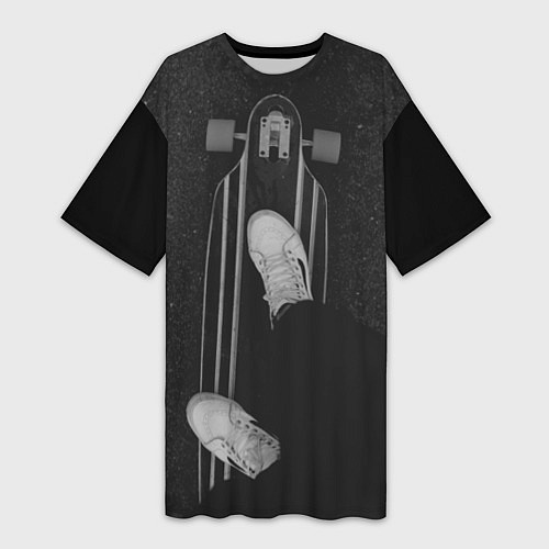 Женская длинная футболка Skateboard Black / 3D-принт – фото 1