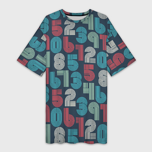Женская длинная футболка Цифры в стиле Ретро / 3D-принт – фото 1