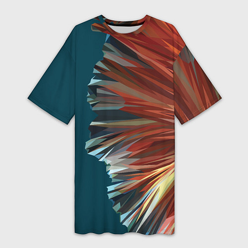 Женская длинная футболка Полигональные линии / 3D-принт – фото 1