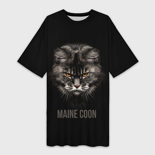 Женская длинная футболка Maine coon - кот / 3D-принт – фото 1