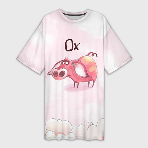 Женская длинная футболка Ох уставшая свинка / 3D-принт – фото 1