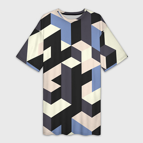 Женская длинная футболка Изометрическая Мозаика / 3D-принт – фото 1