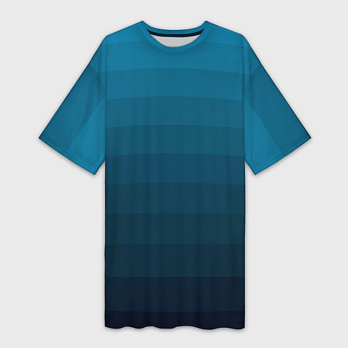 Женская длинная футболка Blue stripes gradient / 3D-принт – фото 1