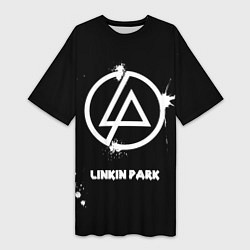 Футболка женская длинная Linkin Park логотип краской, цвет: 3D-принт