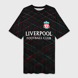 Футболка женская длинная Liverpool ливерпуль чёрточки, цвет: 3D-принт