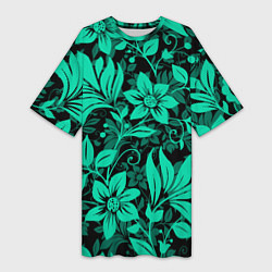 Женская длинная футболка Ажурный цветочный летний орнамент