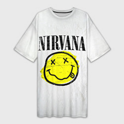 Женская длинная футболка Nirvana логотип гранж