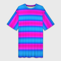 Футболка женская длинная Striped pattern яркий неоновый полосатый узор, цвет: 3D-принт