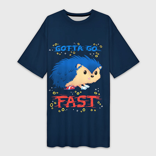 Женская длинная футболка Little Sonic gotta go fast / 3D-принт – фото 1