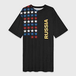 Женская длинная футболка Russia - Россия звёзды