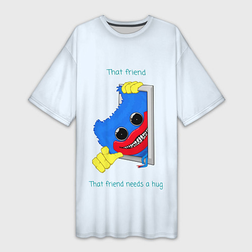 Женская длинная футболка POPPY PLAYTIME HAGGY WAGGY that friend / 3D-принт – фото 1