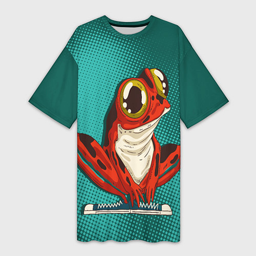 Женская длинная футболка Странная красная лягушка / 3D-принт – фото 1