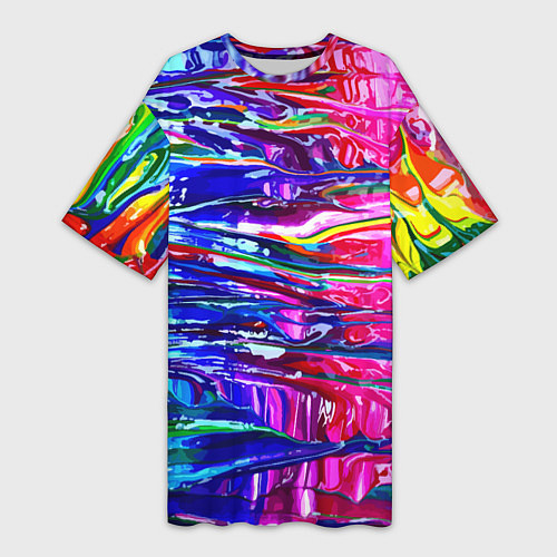 Женская длинная футболка Красочный авангардный паттерн Fashion trend / 3D-принт – фото 1