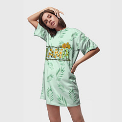 Футболка женская длинная МАМА - цветочные буквы, цвет: 3D-принт — фото 2