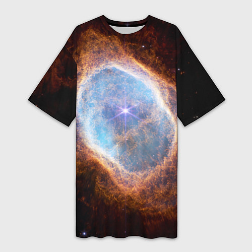 Женская длинная футболка Туманность Южное кольцо наблюдаемое телескопом Уэб / 3D-принт – фото 1