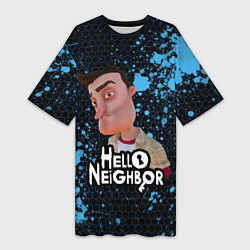 Футболка женская длинная Hello Neighbor Привет сосед Ник Рот, цвет: 3D-принт