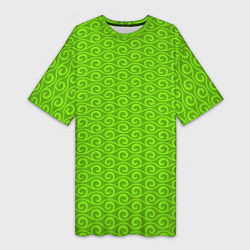 Женская длинная футболка Зеленые волнистые узоры