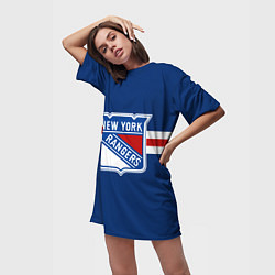 Футболка женская длинная Нью-Йорк Рейнджерс форма, цвет: 3D-принт — фото 2
