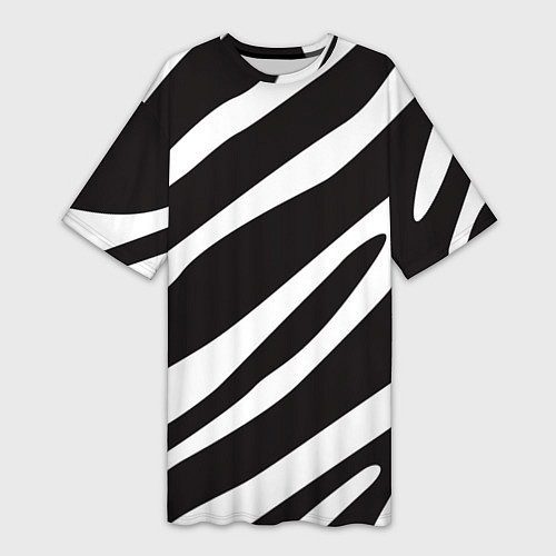 Женская длинная футболка Анималистичный рисунок зебра / 3D-принт – фото 1