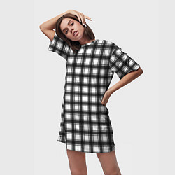 Футболка женская длинная Black and white trendy checkered pattern, цвет: 3D-принт — фото 2