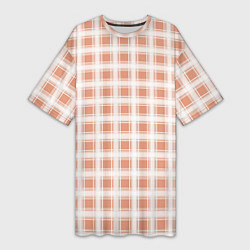 Футболка женская длинная Light beige plaid fashionable checkered pattern, цвет: 3D-принт