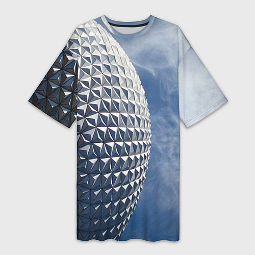Женская длинная футболка Абстрактная металлическая планета - Серый / 3D-принт – фото 1