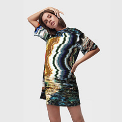 Футболка женская длинная Glitch pattern - fashion trend, цвет: 3D-принт — фото 2