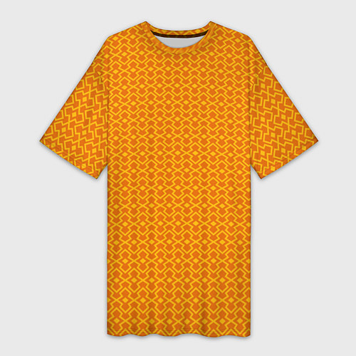 Женская длинная футболка Оранжевые классические узоры / 3D-принт – фото 1