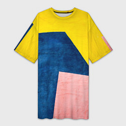 Женская длинная футболка Абстрактный набор геометрических фигур - Жёлтый