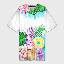 Женская длинная футболка Тропический рай и мороженое