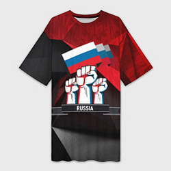 Женская длинная футболка Русская сила: кулаки