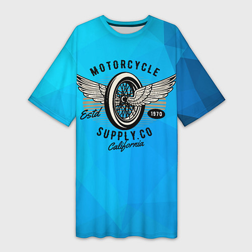 Женская длинная футболка Колесо мотоцикла с крыльями / 3D-принт – фото 1