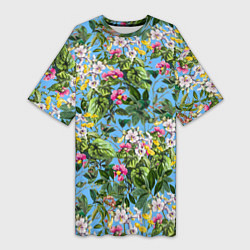 Женская длинная футболка Милые Цветы