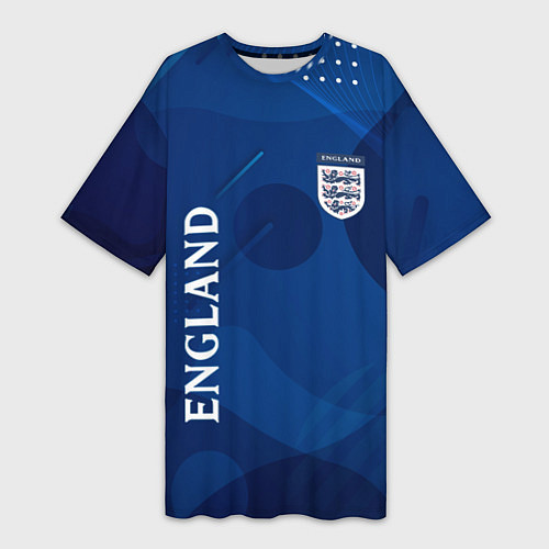 Женская длинная футболка Сборная Англии Синяя Абстракция / 3D-принт – фото 1