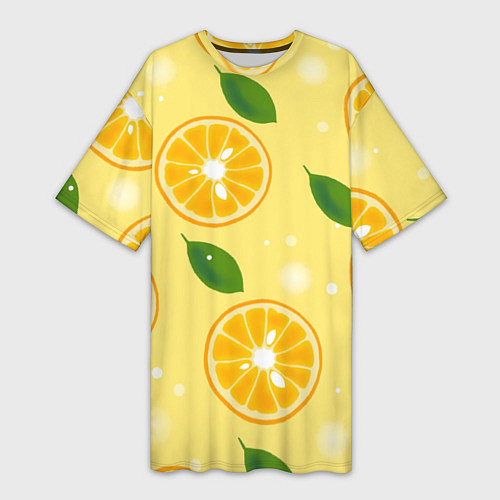 Женская длинная футболка Сочные апельсины в разрезе / 3D-принт – фото 1
