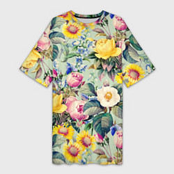 Женская длинная футболка Солнечные Цветы