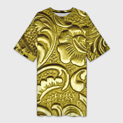Женская длинная футболка Золотой орнамент - чеканка